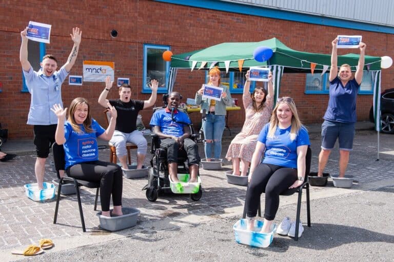 Some of the Alcedo Care team completing Len Johnrose's #icefoot92 challenge