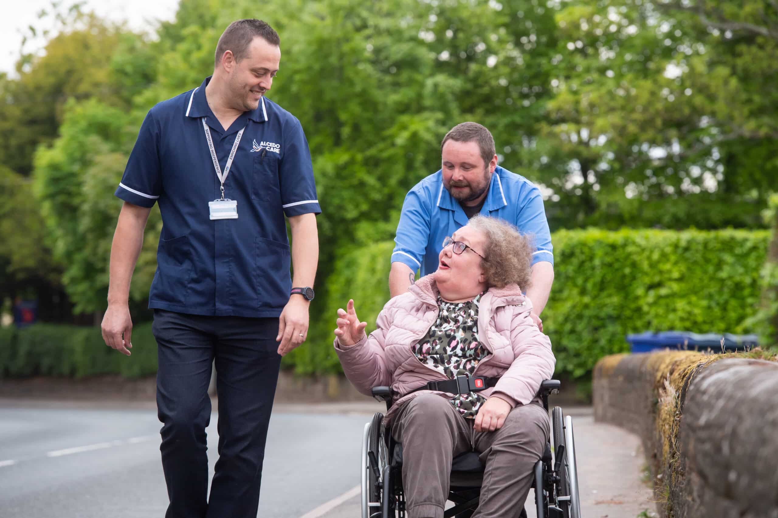 Alcedo carers Clint Oliver (left) and John Gillison (right) with Claire Berry Alcedo carers Clint Oliver (left) and John Gillison (right) with Claire Berry