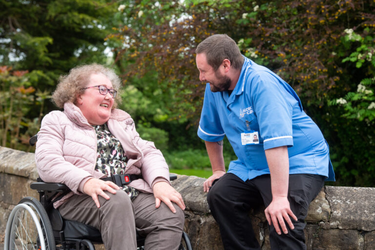 Claire Berry (left) with Alcedo carer John Gillison (right)
